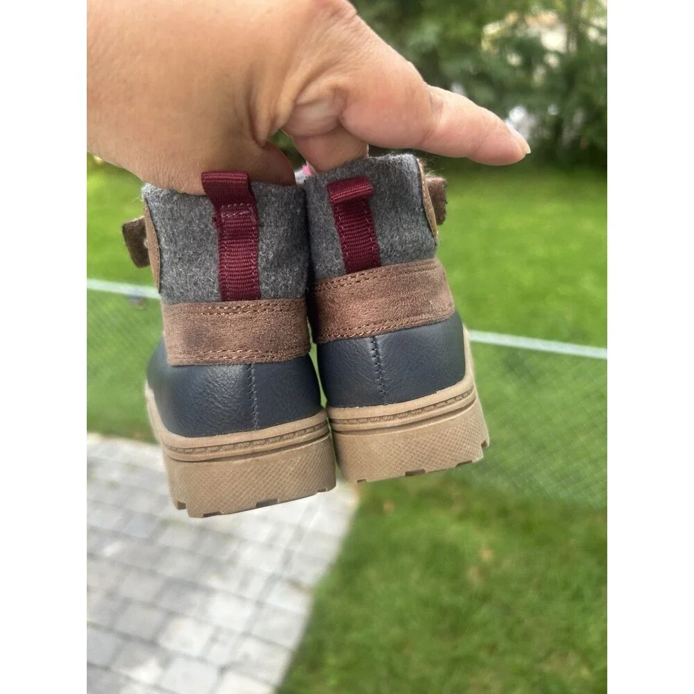 Carter's Kids US 10M EU 27 Gray Brown Blue Ankle Boots Hook & Loop